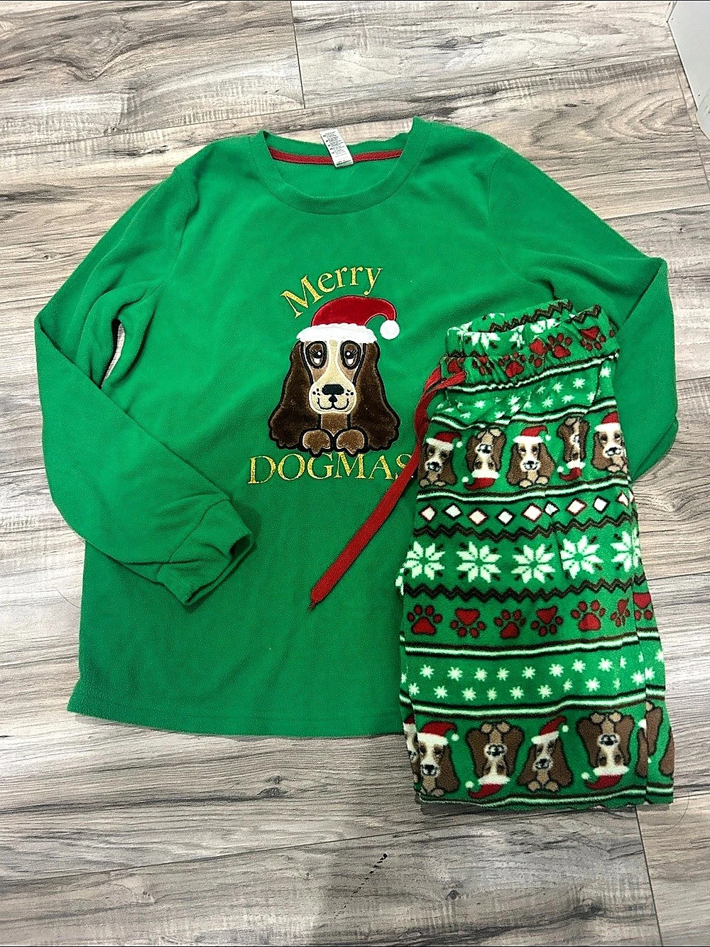 George pyjamas Christmas Dog Matching Set Green & Red (kids L, adult S)